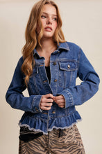 Blue Haze Ruffled Hem Denim Jacket