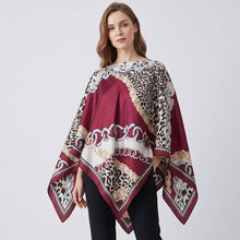 Brown Leopard Chain Print Scarf Poncho