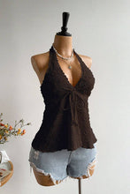 Brown Halter Tie Back Floral Camisole Top