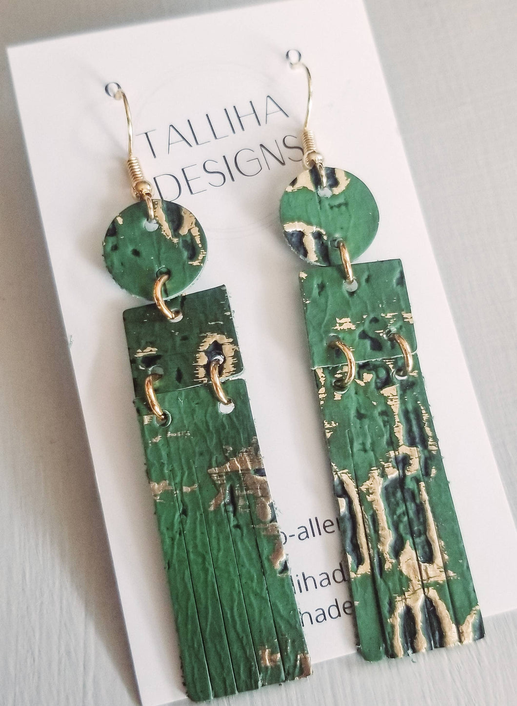 Green Wildwood WesternGenuine Leather Narrow Fringe Earrings