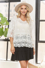 White Quarter Bell Sleeve Lace Blouse