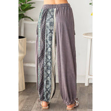 Navy Washed Mixed Print Wide Leg Oli&Hali Pants