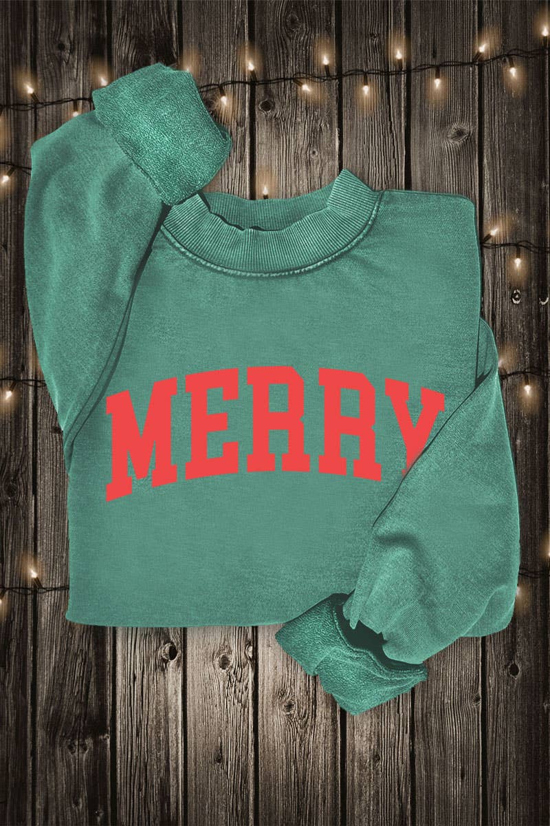 Mineral Dusty Green Merry Graphic Sweatshirt