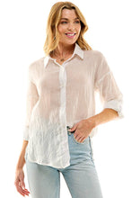 Black Oversize Sheer Button Down Top