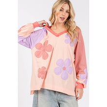 Blush Multi Daisy Patch Applique Long Sleeve Sage+Fig Top