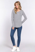 Heather Grey Long Sleeve Round Neck Rayon Spandex Jersey Top