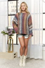 Burgundy Multi Boat Neck Stripe Sweater