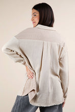 Taupe Mineral Washed Oversized Gauze Shacket Jacket