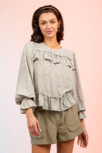 Lavender Floral Print Ruffle Blouse