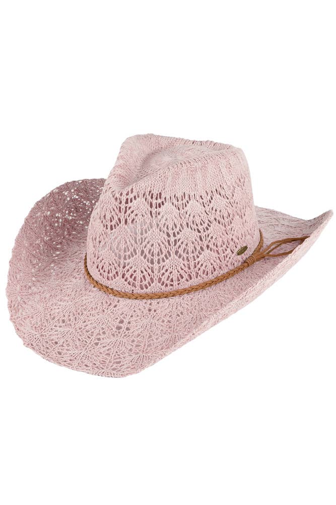 Dusty Rose C.C Horseshoe Lace Knitting Cowboy Hat