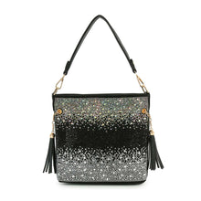 Black Ombre Rhinestone Design Hobo Crossbody