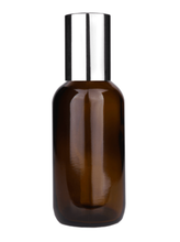 Boston Round Amber Bottle-60ml: Matte Silver