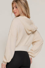 Ivy Beige Long Sleeve Hoodie French Terry Zip Up Jacket