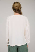 Cream Ribbed Henley Long Sleeve Knit Top