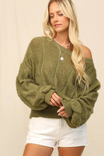 Terra Moss Pullover With Exaggerated Ruching Sleeves