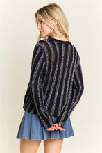 Black Vertical Textured Stripe Sweater