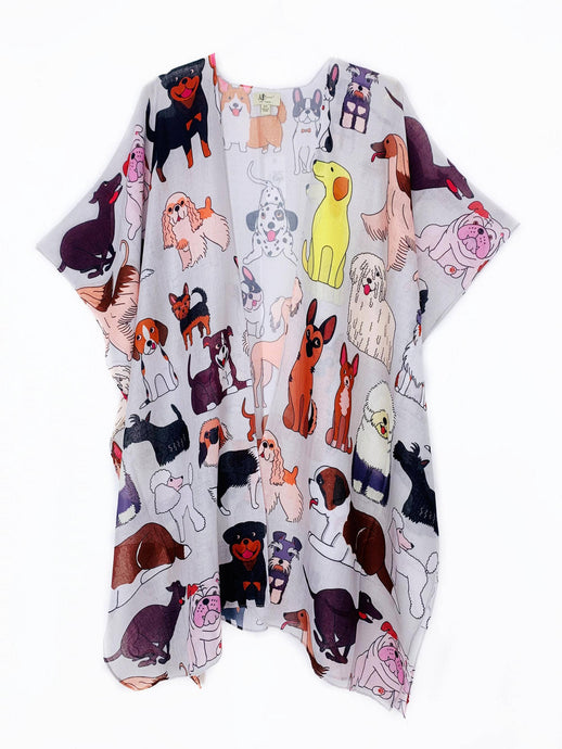 Grey Multi Cutest Puppy Kimono