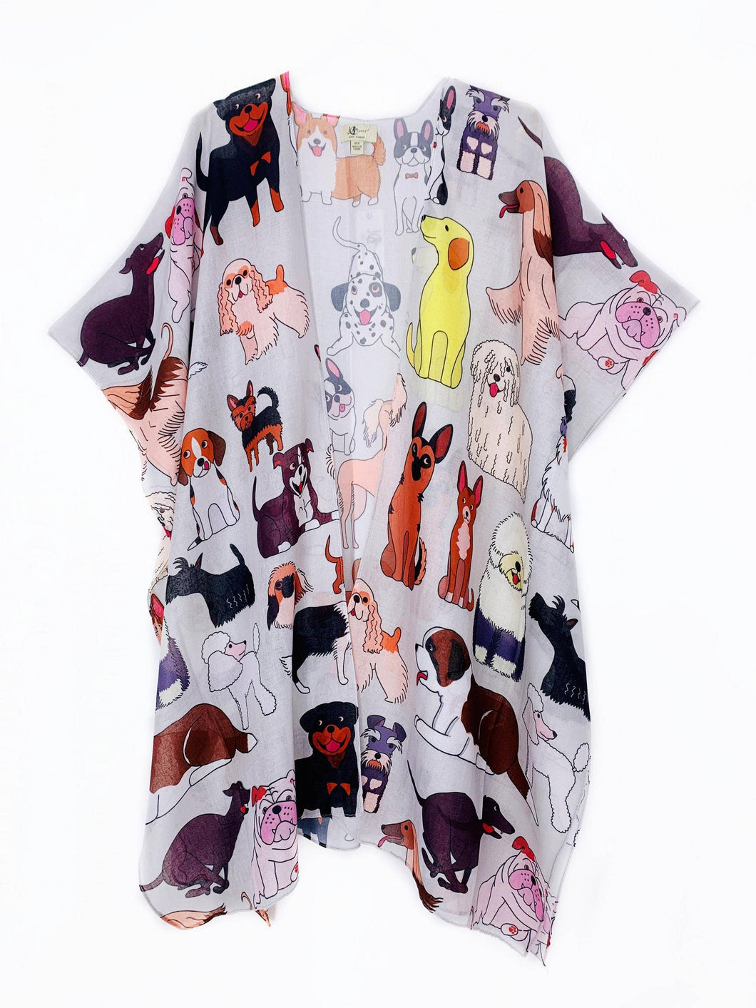 Grey Multi Cutest Puppy Kimono