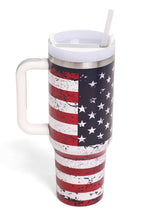 American Flag 40oz Handle Tumbler: Black/Gray