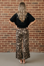 Brown Camo Drawstring Wide Leg Pants