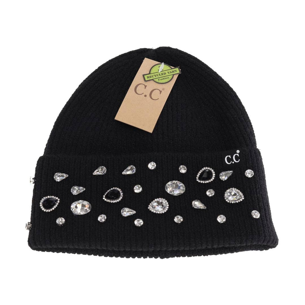 Black Rhinestone Charm Cuff C.C Beanie