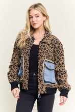 Brown Leopard Jacket with denim pockets