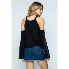 Black Cold Shoulder Long Sleeve Crop Top