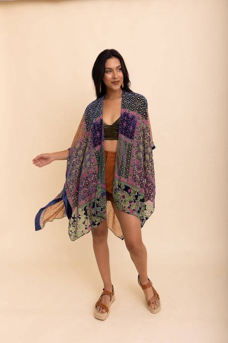 Bohemian Burnout Velvet Kimono : Cobalt