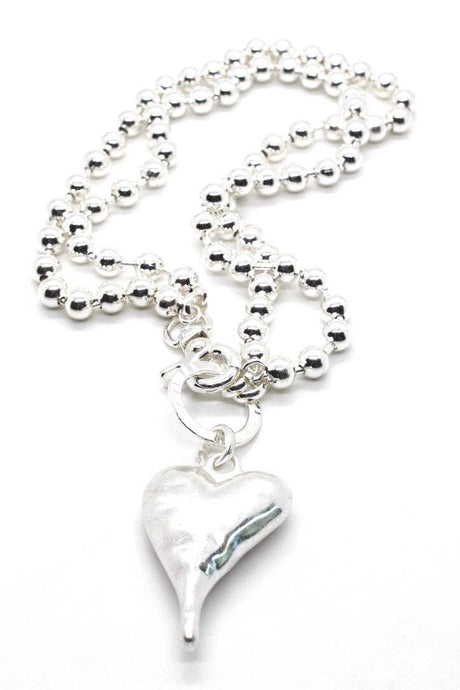 Large Silver Heart Necklace to Wear Short or Long - N2-2179