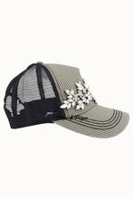 Tan Leopard Floral Vine Bejeweled Glitz Animal Print Trucker Cap, Adj:
