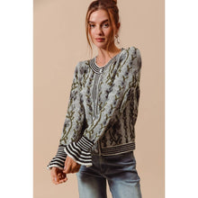 Black Floral Intarsia Button Up Cardigan