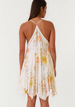 Vanilla Coral Floral V Neck Handkerchief Mini Dress