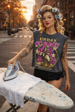 Faded Black Urban Cowboy Honky Tonk Bash Boxy Midriff Muscle top