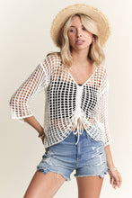 Ivory Front Drawstring Crochet Top