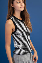 Black White Stripe Pointer Sweater Tank Top