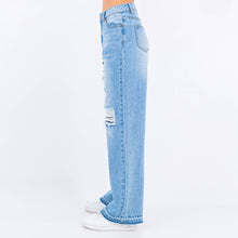 Medium Blue Wide Leg Released Hem Jeans