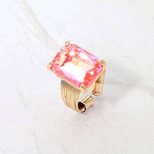 Black Emerald Cut Stone Adjustable Ring