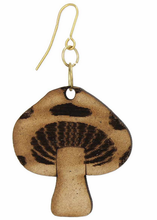 Burnt Wood Mushroom Toadstool Earrings