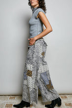 Black Multi Handcrafted Vintage DIY Patchwork-Style Waistband Wide POL Pants