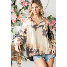 Charcoal Combo Bleached Hooded V Neck Long Sleeve Oli+Hali Top