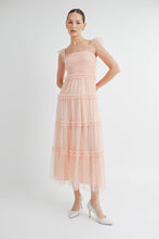 Pink Romantic Tiered Tulle Smocked Maxi Dress