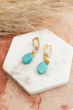 Turquoise Stone Drop Chain Earrings: Turquoise