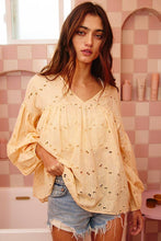 Light Peach Puff Sleeve Eyelet Lace Babydoll Bucketlist Tunic