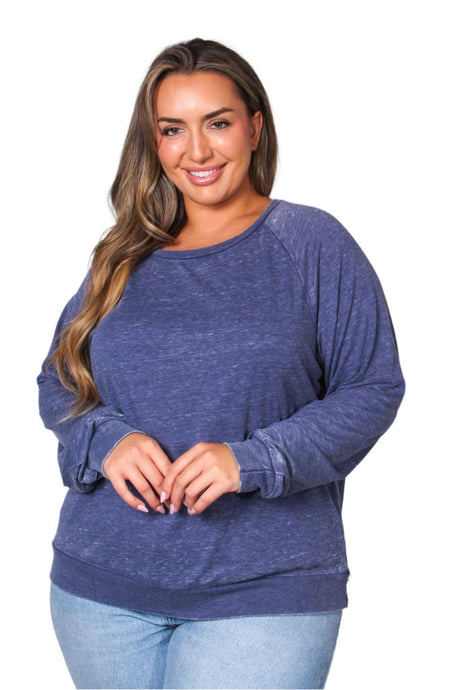 Navy Plus Long Sleeve Rib Cuff & Hem Sweatshirt