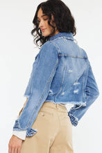 Medium Light Crop Fray Bottom Hem Kancan Jacket