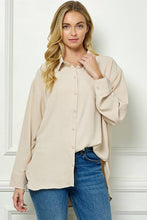 Khaki Oversized Boyfriend Light Weight Air flow Button Up Shirt