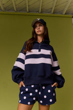 Navy Lilac Lottie Stripe Rugby Pullover