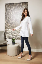 White Solid Pleaded Long Sleeve Venti Tunic Dress