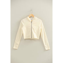 Cream Zip Up Cropped Hoodie