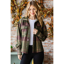 Olive Plaid Stud Cuff Shirt Veveret Jacket